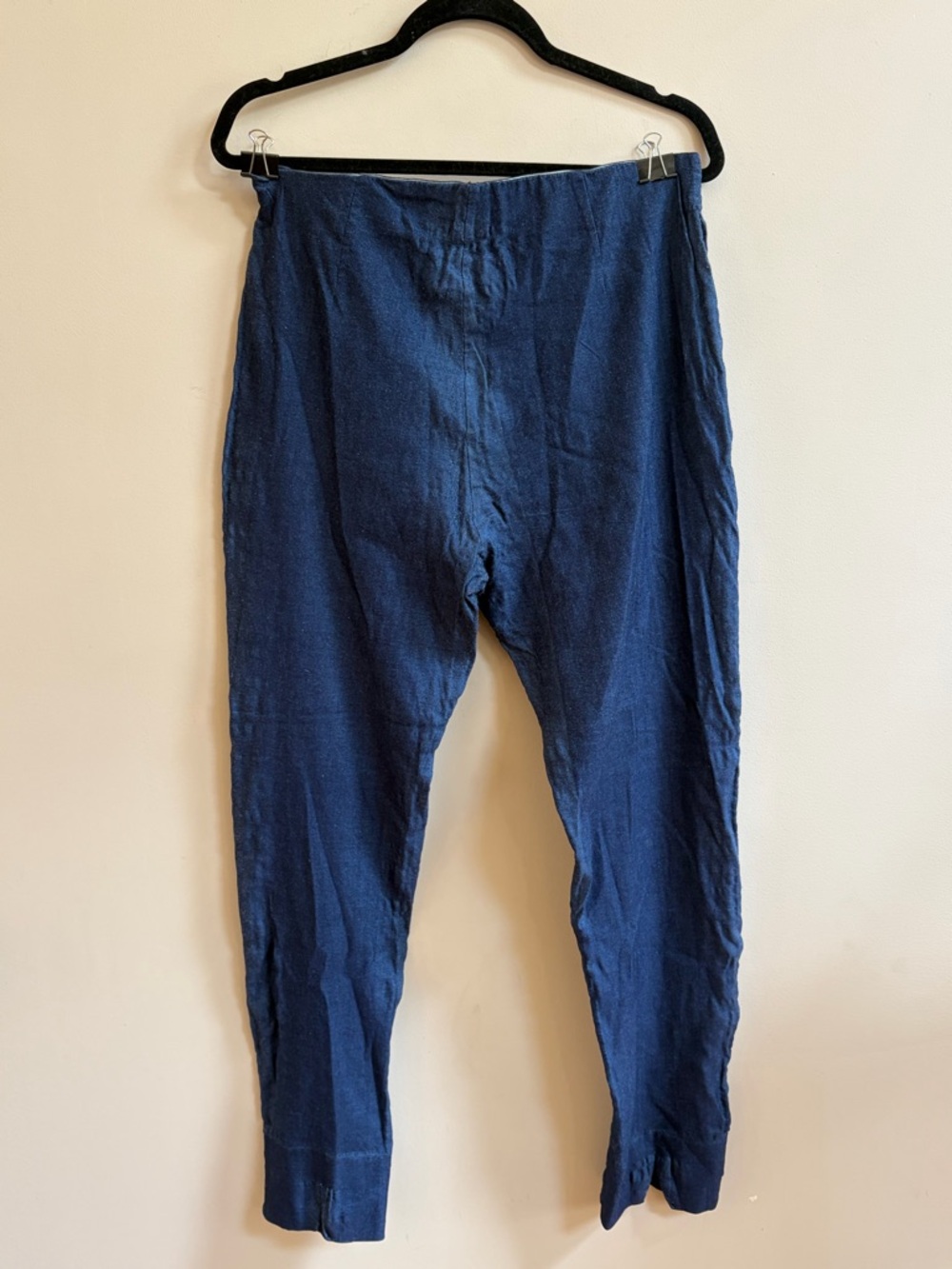 Jean Pierre Klifa Paris Pants Leggings Blue Stretch Plaid Elastic Waist